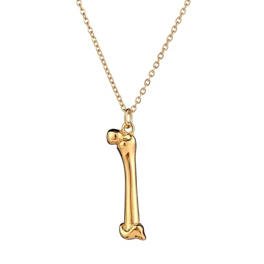 18K Gold Bone Pendant Gothic Punk Orthopedic Medical Theme Necklace